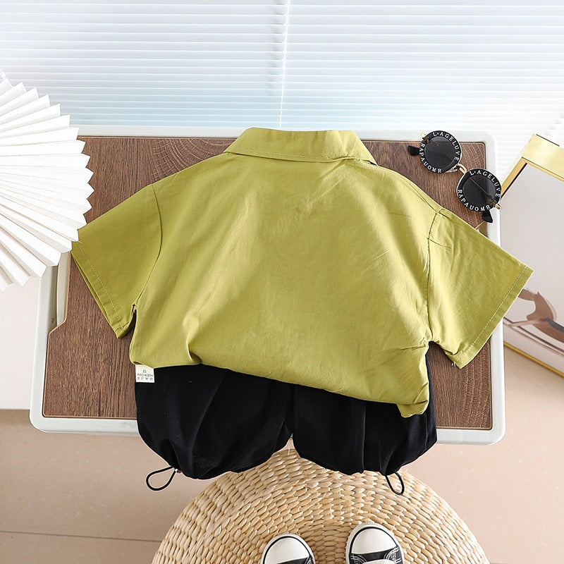 Wholesale Boys' Cotton Panda Shirt and Shorts Set