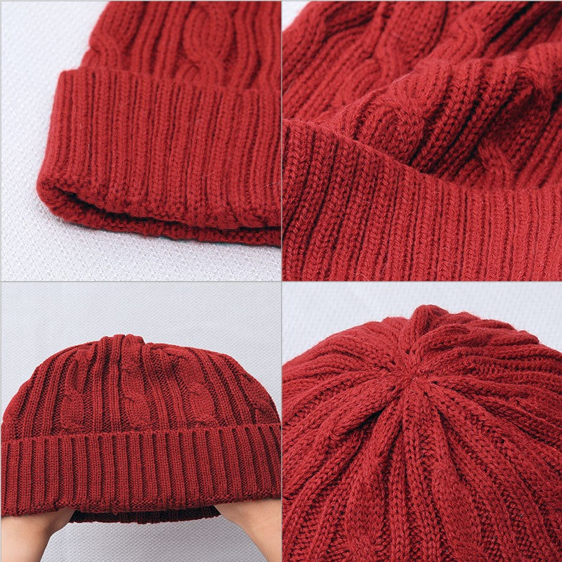 Wholesale Warm and Versatile Solid Color Acrylic Twist Pattern Beanie