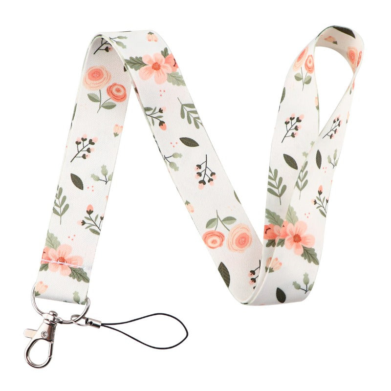 Wholesale 10pcs Small Daisy Lavender Flower Mobile Phone Lanyard Long Camera Work ID Durable Neck Lanyard