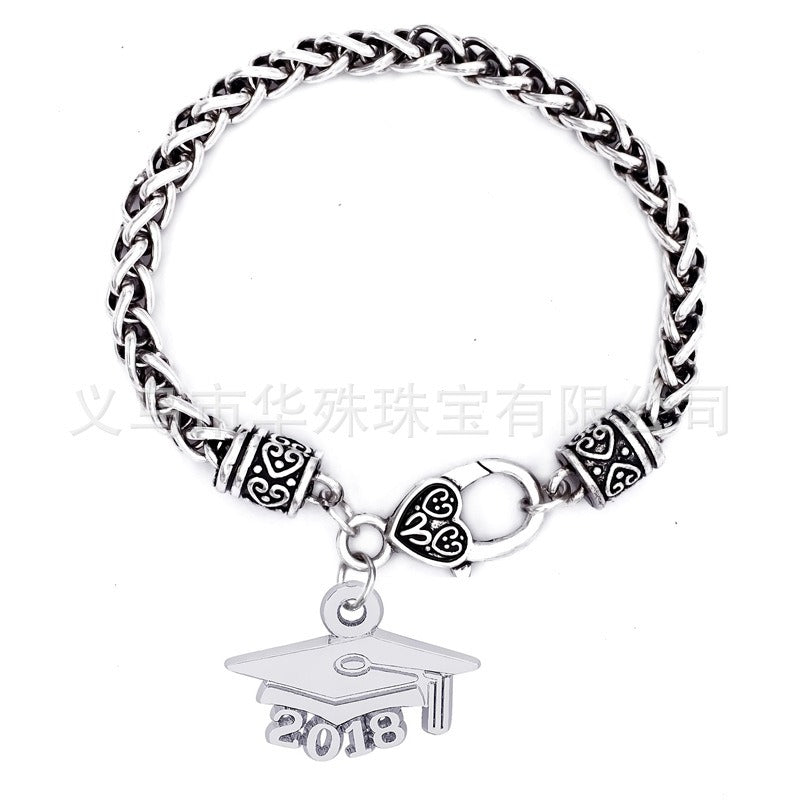 Wholesale Alloy School Bus Hip Hop Pendant Men's Thick Bracelet