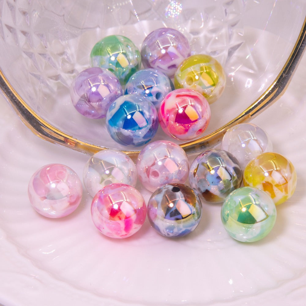 Wholesale 10pcs Colorful Galaxy Resin Round Beads