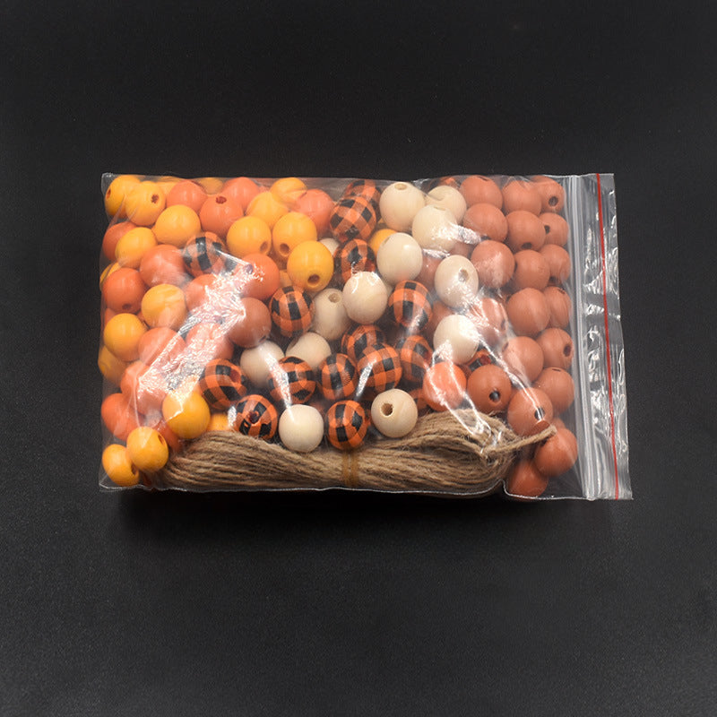 Wholesale 200PCS New Halloween Colorful Checkered DIY Wood Beads