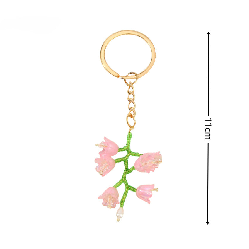 Wholesale Plastic Beaded Tulip Flower Keychain