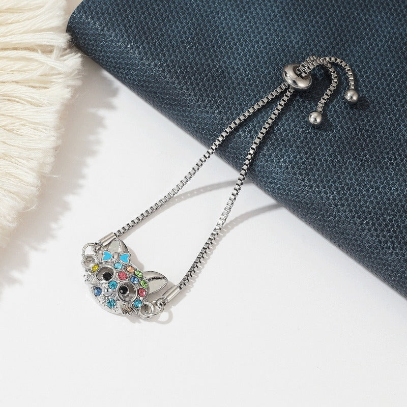 Wholesale Cartoon Cat Diamond Bracelet Size Adjustable Cute Kids Kitten Bracelet