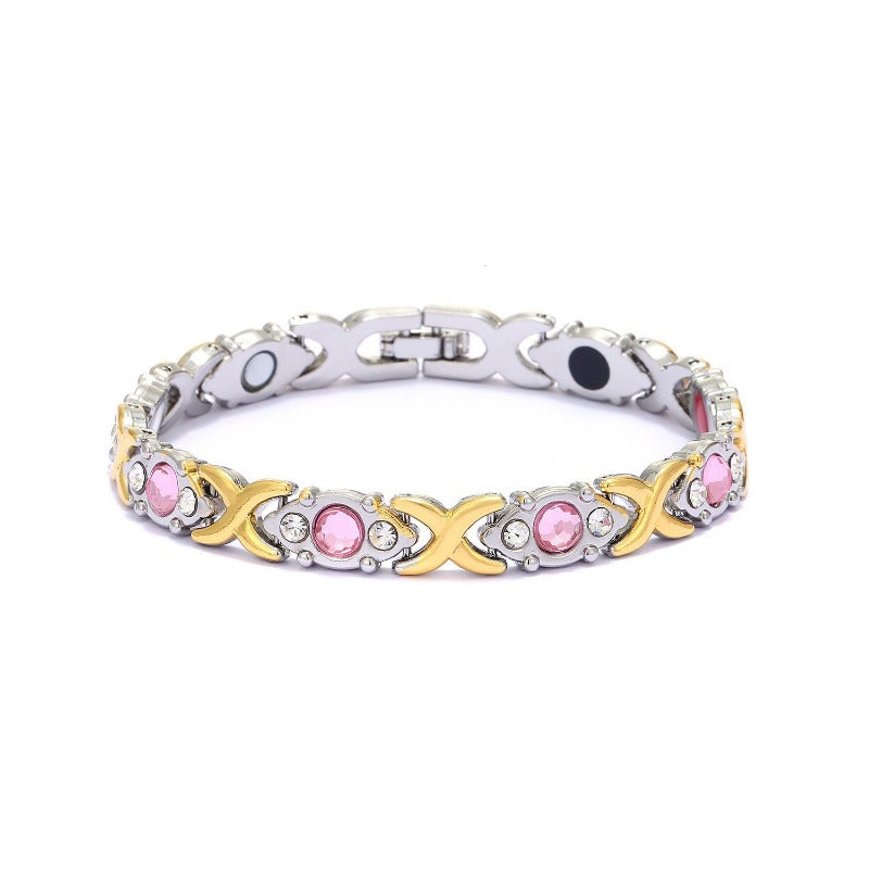 Wholesale Fashion Removable Energy Magnet Environmental Protection Alloy Diamond Adjustable Bracelet