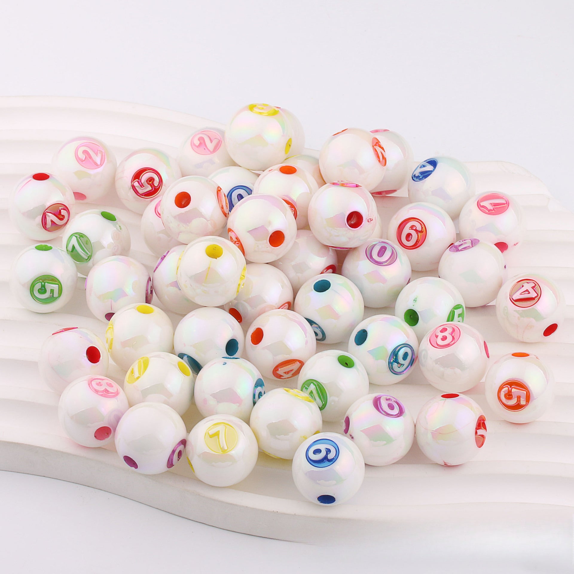 Wholesale 50pcs Mapei Color Digital UV Plating Color Straight Hole DIY Beads