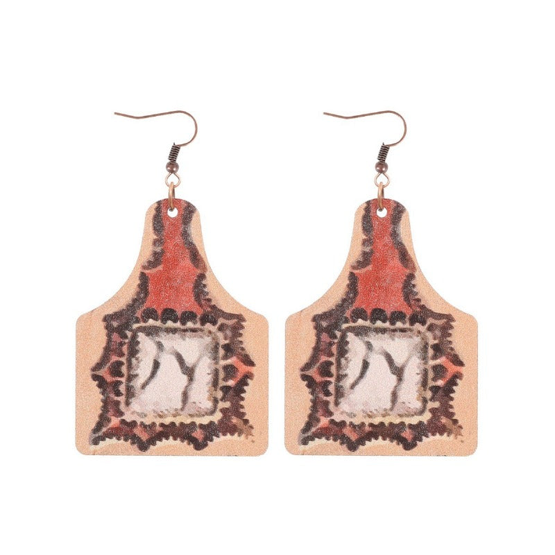 Wholesale Western Wind Sunflower Cactus Horsehead Wooden Earrings