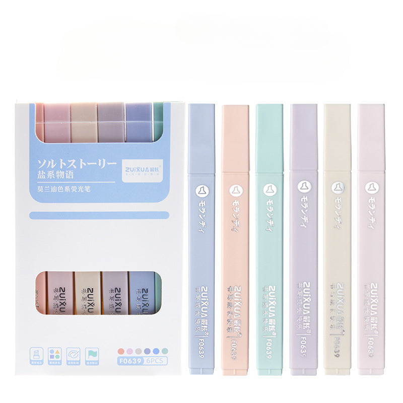 Wholesale Square Rod Macaron Morandi Color Plastic Highlighter Set