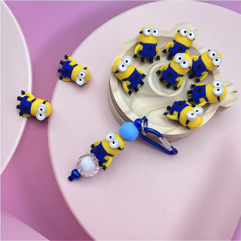 Wholesale 10pcs Cartoon 3D Cute Pink Ghost Yellow Villain Silicone Beads