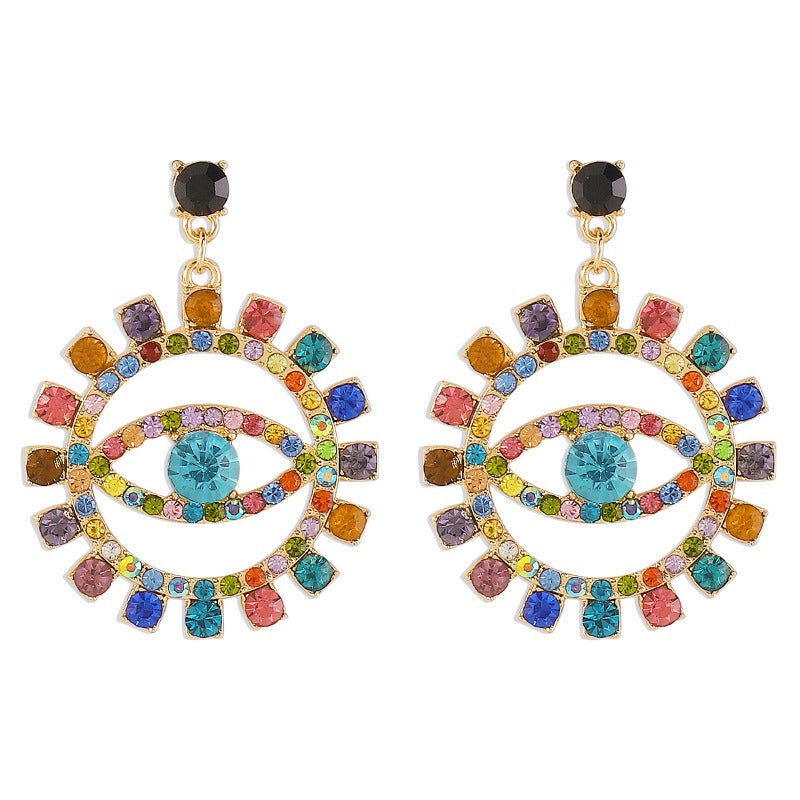 Wholesale Devil's Eye Alloy Full Diamond Earrings