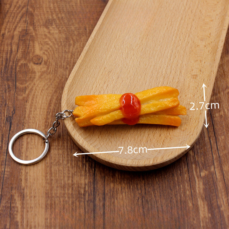Wholesale Simulation PVC Fried Chicken Legs and French Fries Keychain