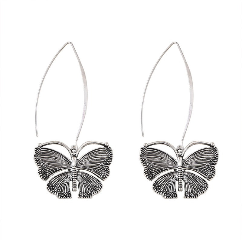 Wholesale Retro Long Butterfly Simple Cold Style Temperament Fashion Personality Metal Distressed Earrings