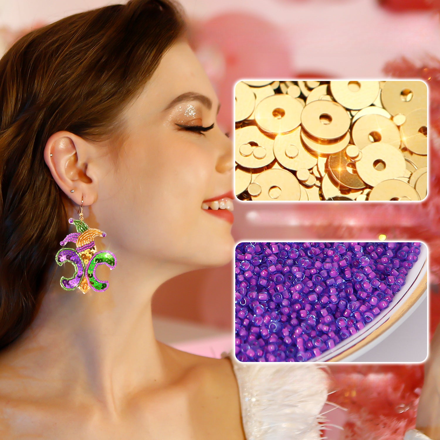 Wholesale Handmade Beaded Carnival Season Carnival Flower Earrings