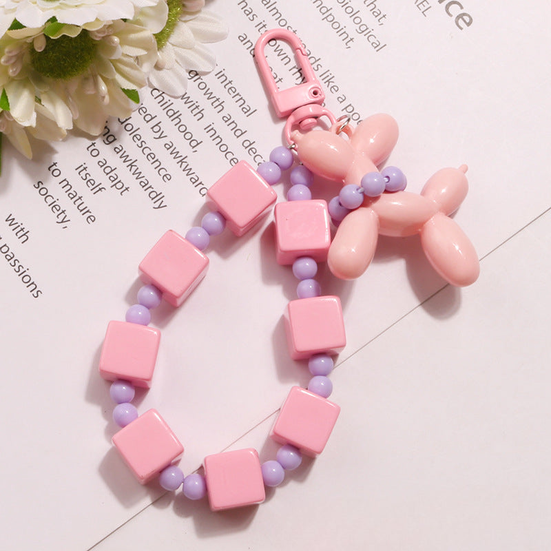 Wholesale Acrylic Rice Beads Bubble Dog Doll Keychain
