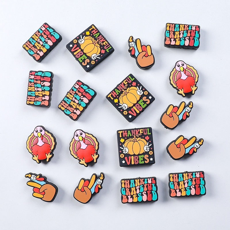 Wholesale 20pcs Thanksgiving Cartoon Turkey Food Grade Silicone Beads