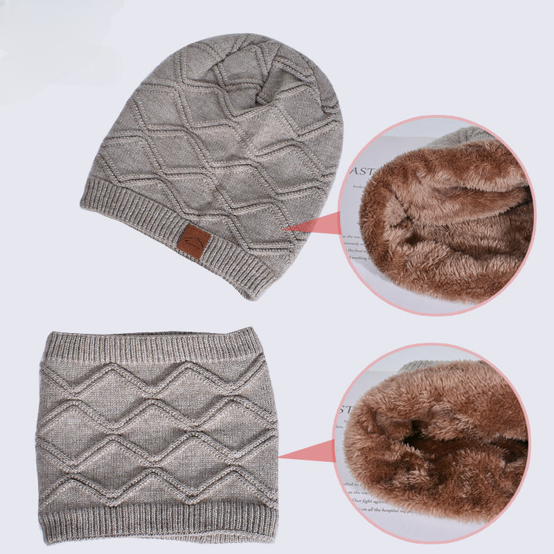 Wholesale Winter Outdoor Cycling Plus Velvet Warm Hat and Scarf Two Pieces