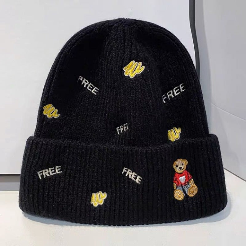 Wholesale Autumn and Winter All-match Letter Embroidered Cartoon Beanie