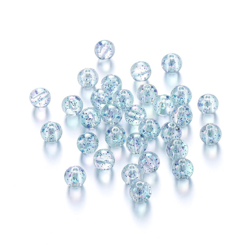 Wholesale 30pcs Acrylic 8-10mm Round Bead Sequin Straight Hole DIY Bead Beads