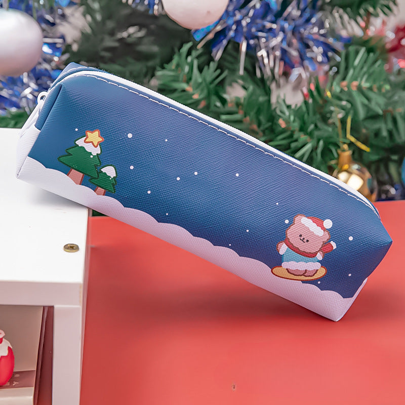 Wholesale PU Christmas Cartoon Pencil Bag