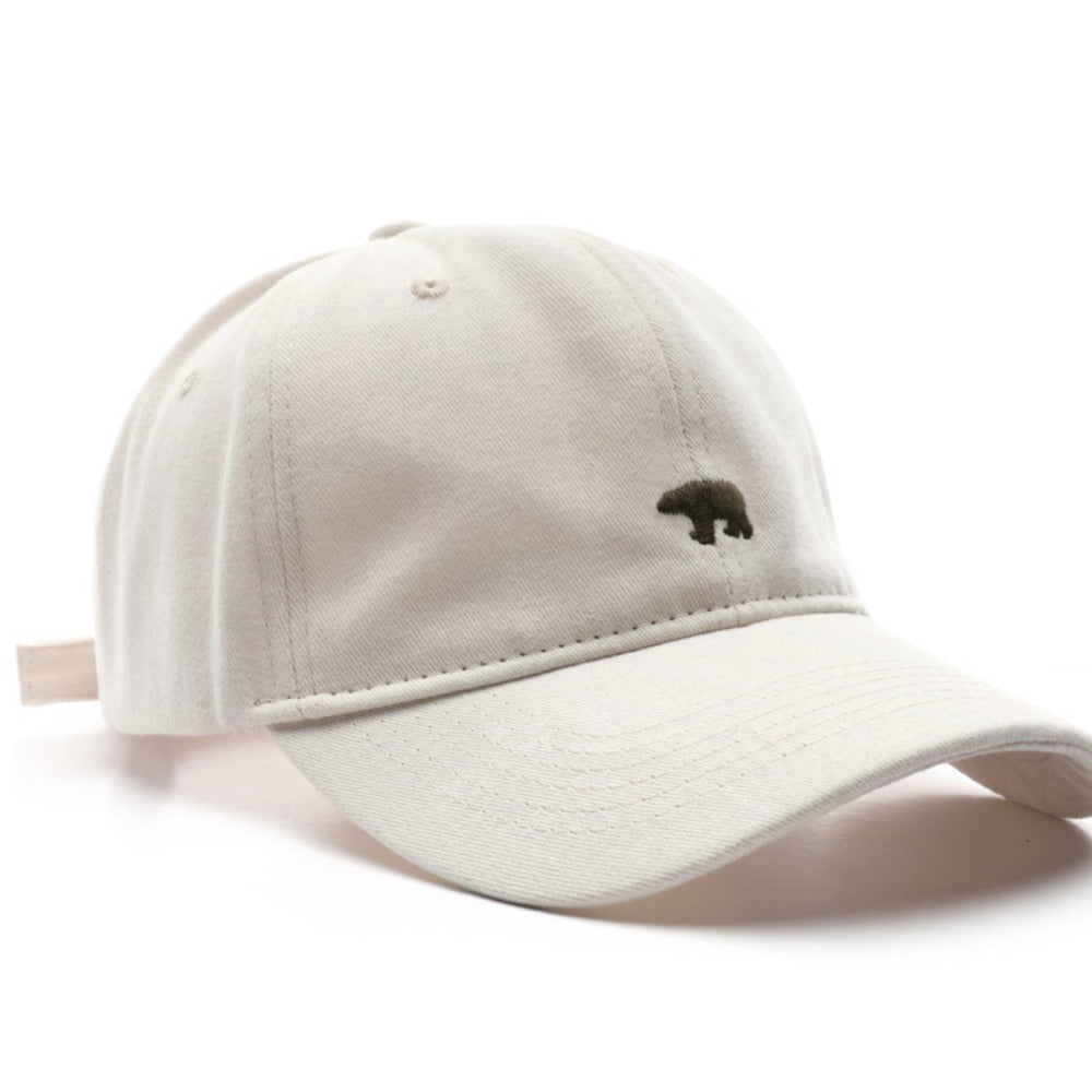 Wholesale Japanese style women's spring and autumn personalized snowflake velvet polar bear embroidered duckbill caps, outdoor men's travel sun protection and sunshade baseball caps