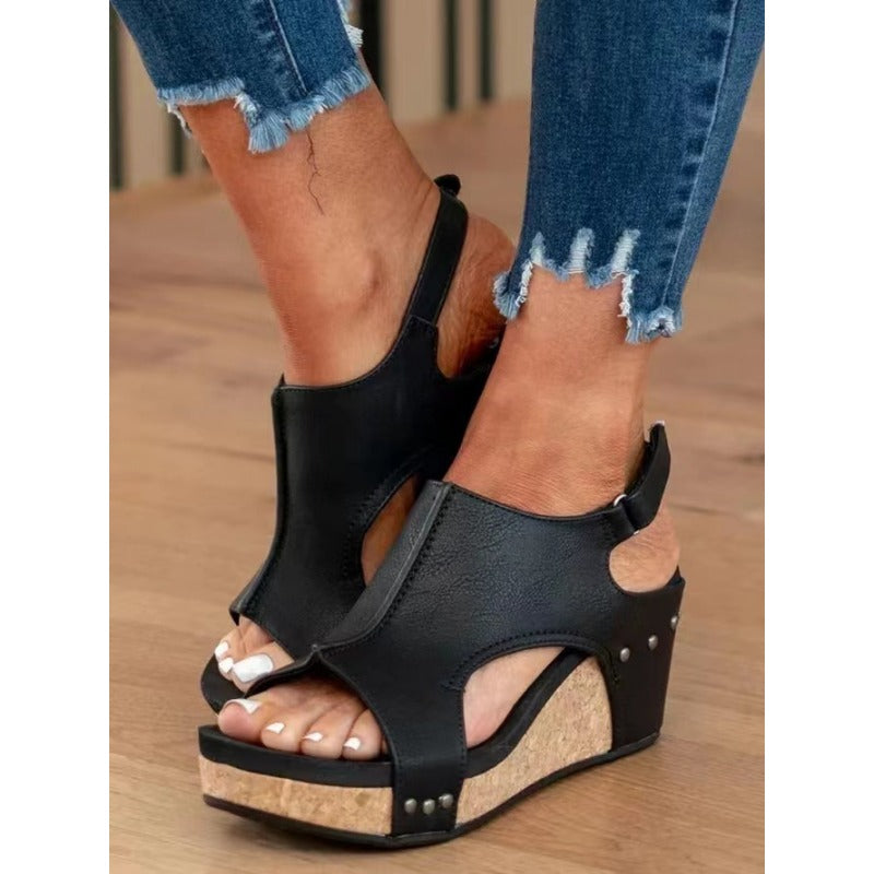 Wholesale Women's Casual Fish Mouth PU Sandals