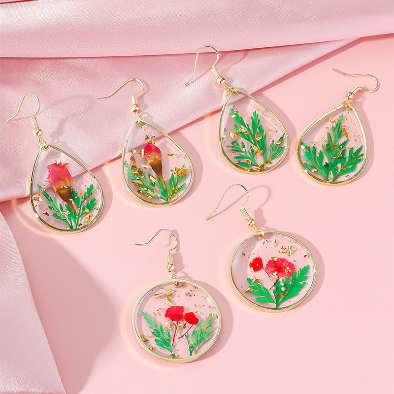 Wholesale Resin Epoxy Flower Earrings