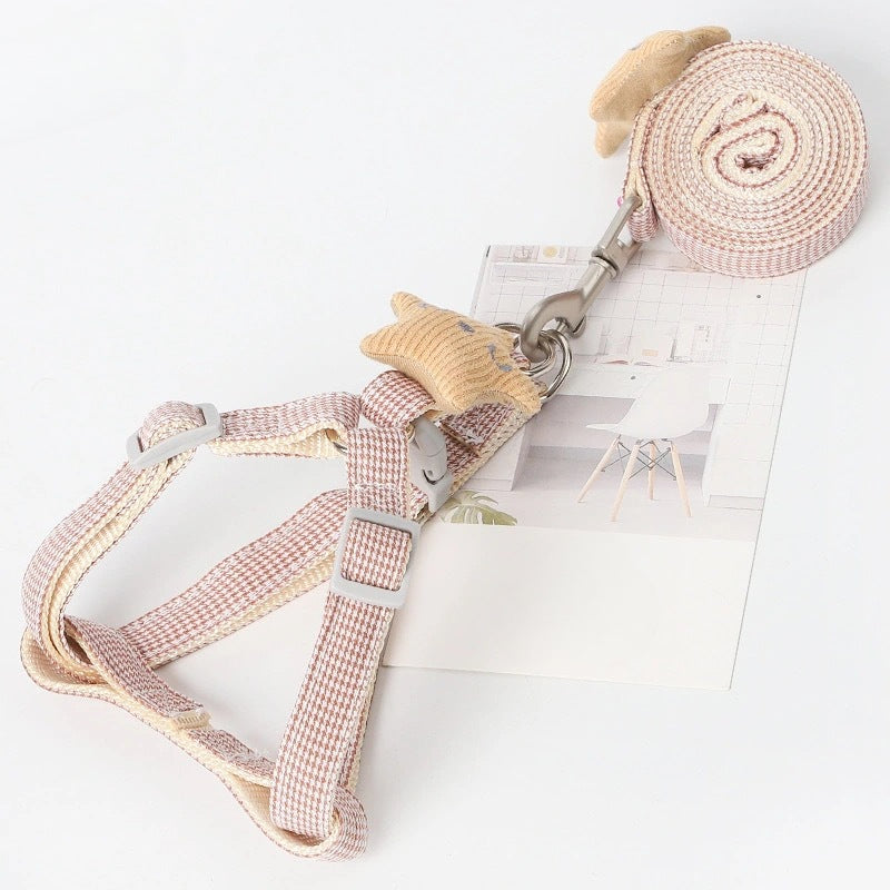 Wholesale Pet Houndstooth Starfish Harness Leash