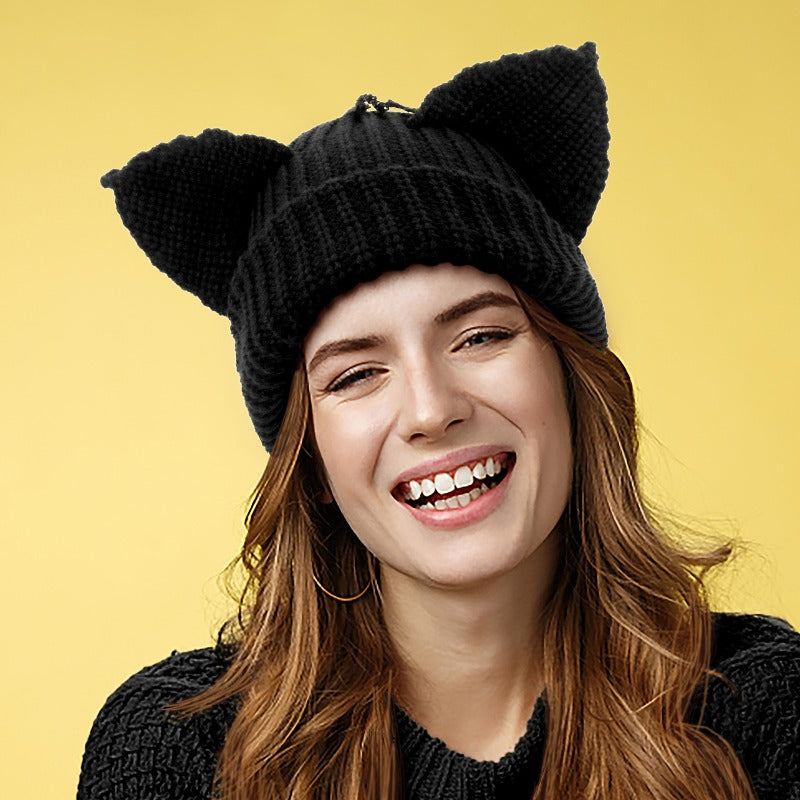 Wholesale Autumn and Winter Warm Knit Versatile and Plush Ear Protection Woolen Hat