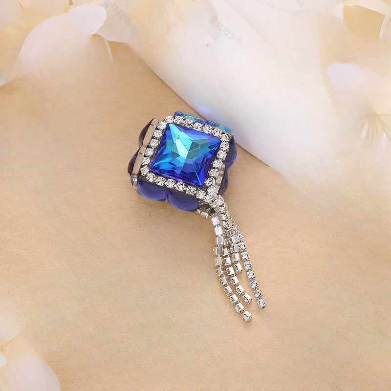 Wholesale 10pcs Acrylic Double Sided Zircon Square Tassel Style Shell Beads