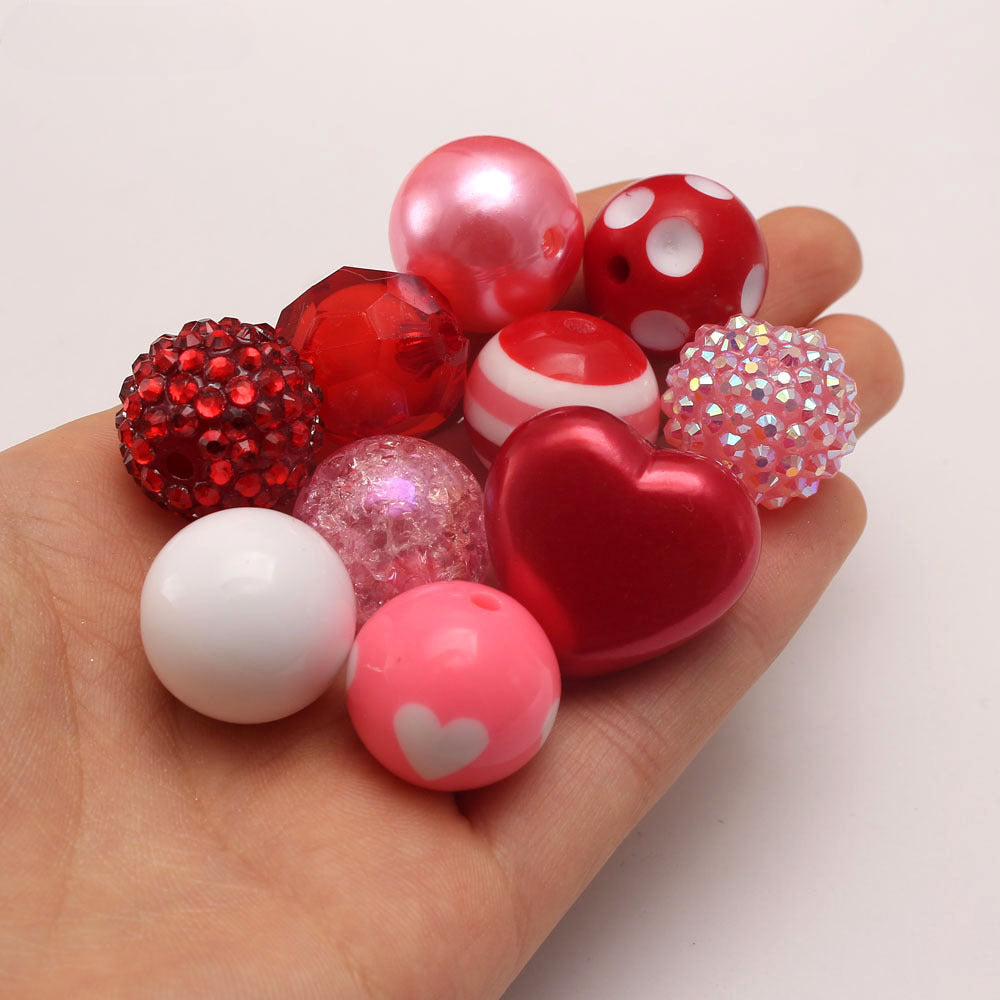 Wholesale of 50 Large Red Love Valentine's Day 20MM Acrylic Mixed Color Beads
