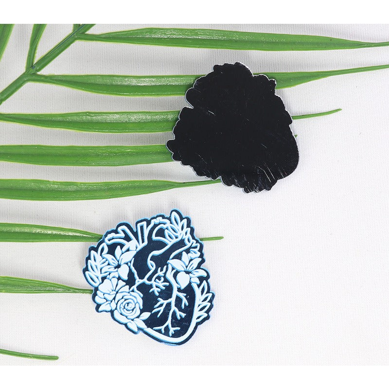 Wholesale 10pcs Powder Blue Double Mirror Acrylic Skull Organ DIY Patch Accessories