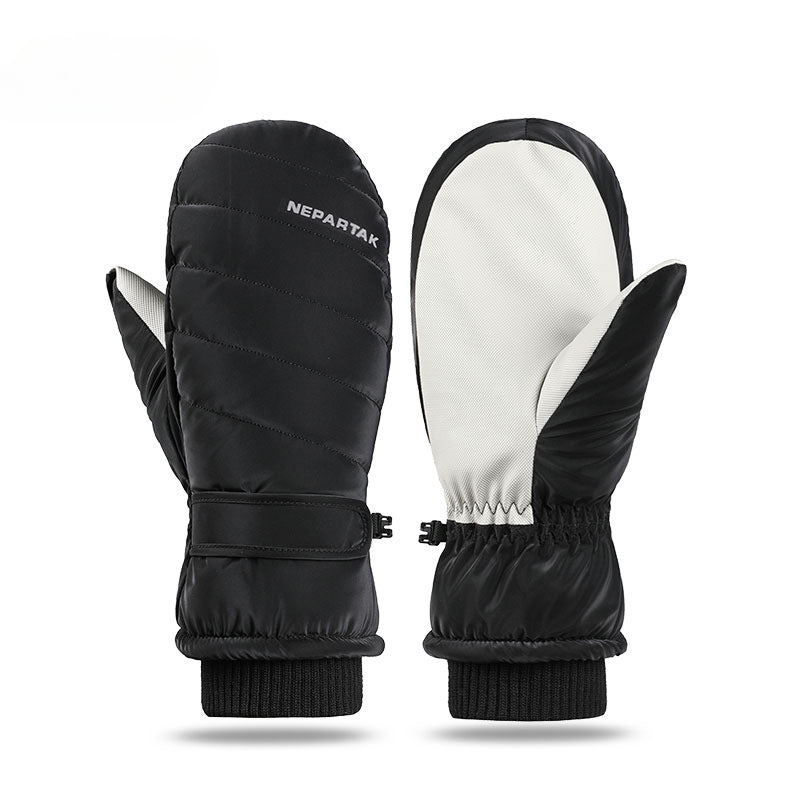 Wholesale Woven Fabric Waterproof Windproof Coldproof Thickened Plush Sports Riding Ski Mittens