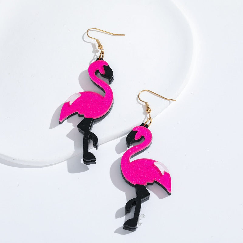 Wholesale Acrylic Flamingo Simple, Fashionable and Personalized Earrings