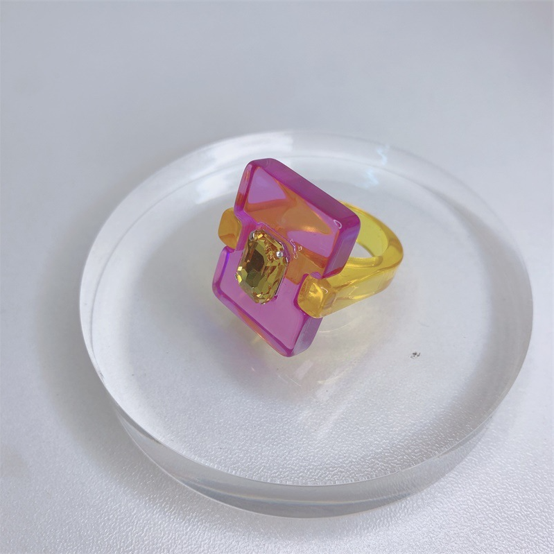 Wholesale Square Candy Color Acrylic Ring