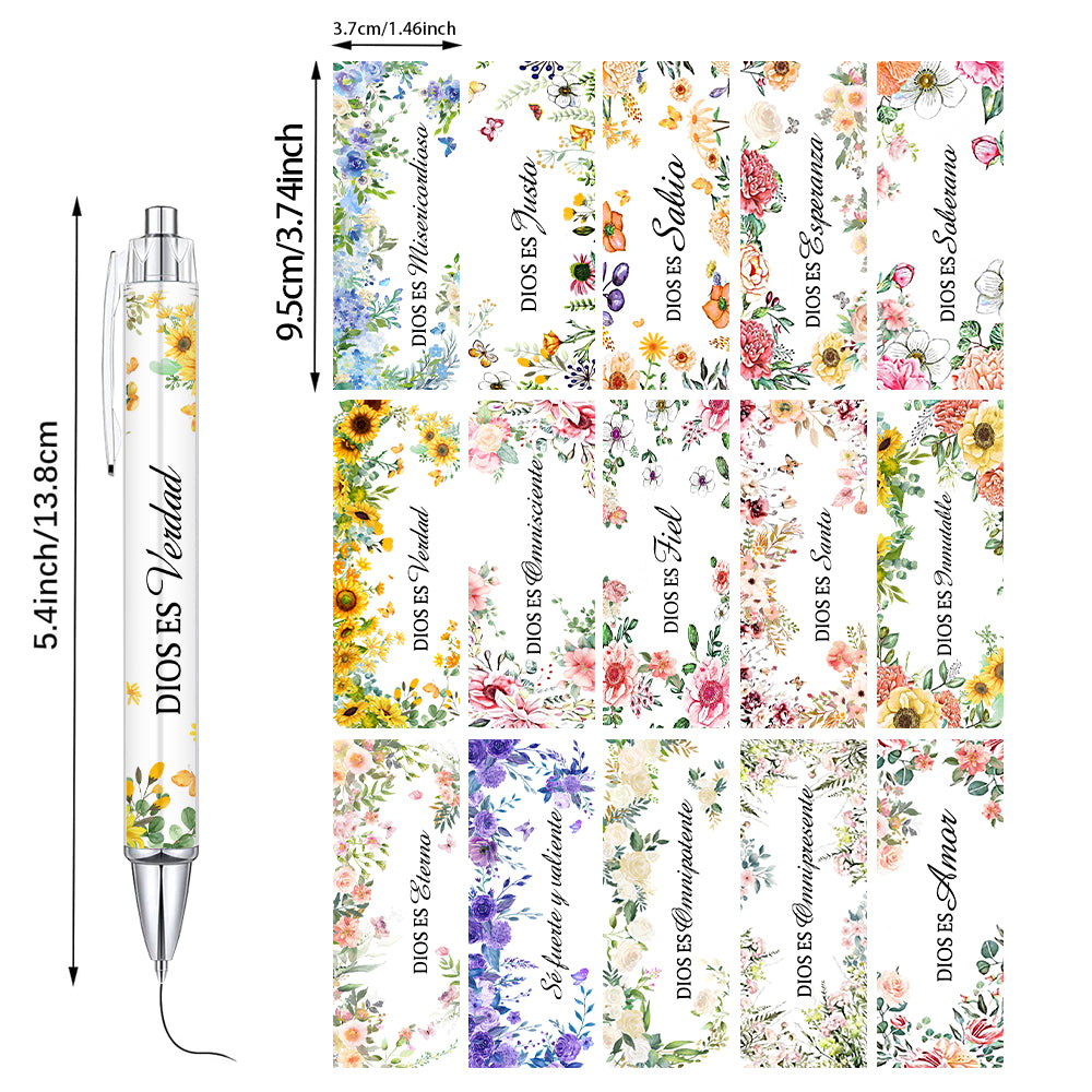 Wholesale 15pcs Spanish Inspirational Bible Verses Plastic Round Pen Body for Office and Gifts