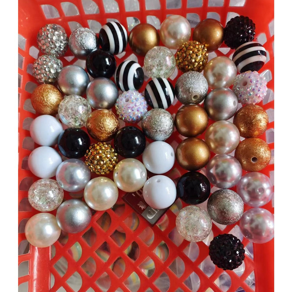 Wholesale 50pcs 20MM Acrylic White Mixed Color Beads Combination