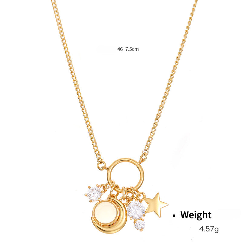 Wholesale Copper Inlaid Zirconium Plated Genuine Gold Multi-layer Stacked Necklace Collarbone Chain