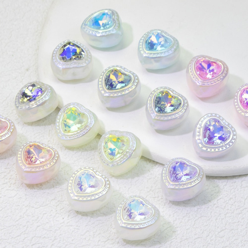 Wholesale 10pcs Colorful Sweet Diamond Love Fantasy Straight Hole Beads
