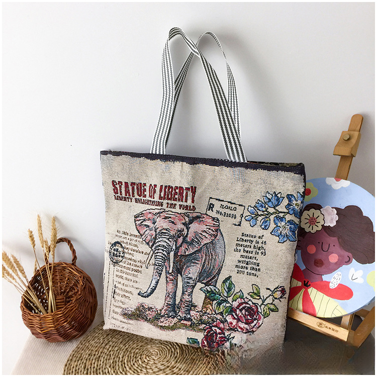 Wholesale Vintage Embroidery Knitted Bag Canvas Bag