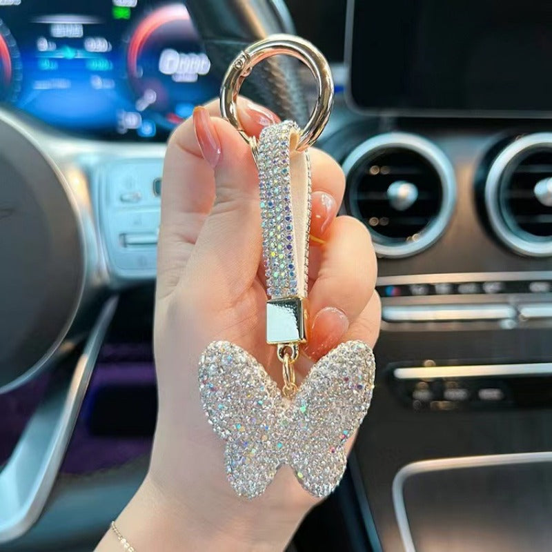 Wholesale Full Diamond Butterfly Set Diamond Ring Car Keychains