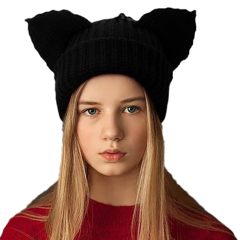 Wholesale Autumn and Winter Warm Knit Versatile and Plush Ear Protection Woolen Hat