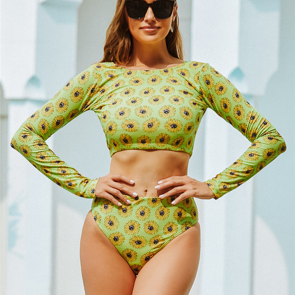 Wholesale Animal Print Plus Size Ladies Split Swimwear