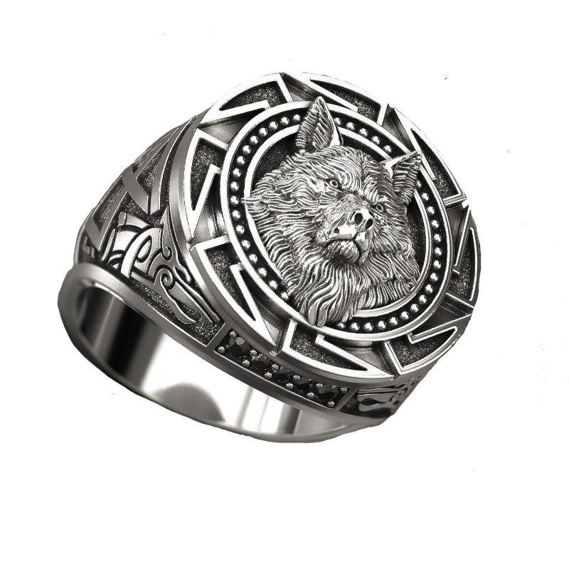 Aleación al por mayor Aleación Viking Wolf Head Ring para hombres