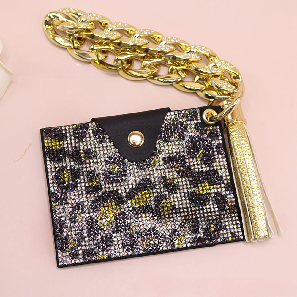 Wholesale Diamond Card Holder Acrylic Bracelet Key Ring Coin Purse ID Bag Key Chain