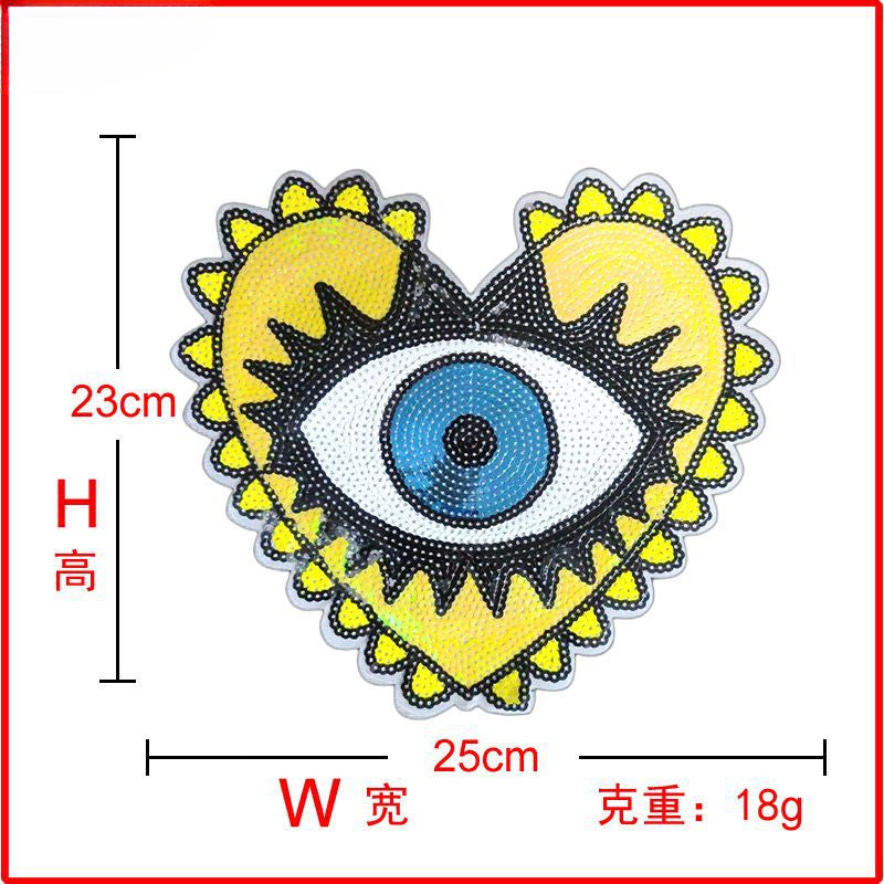 Wholesale 10pcs Fashion Clothing Accessories Bead Embroidery Heart Eye Mouth Glitter Patches FS