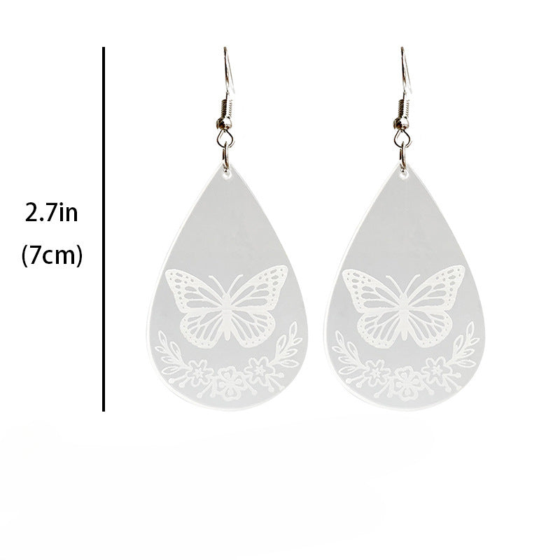 Wholesale 2pairs/pack Acrylic Transparent Water Drop Bee Butterfly Earrings