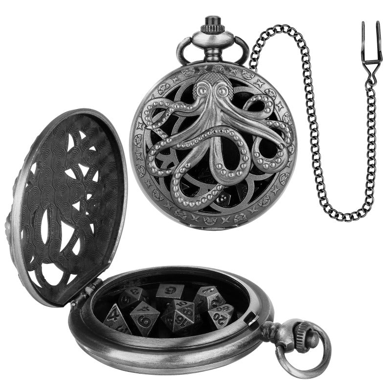 Wholesale DND Dice Bronze Hollow Octopus Thick Waist Chain Pocket Watch Case
