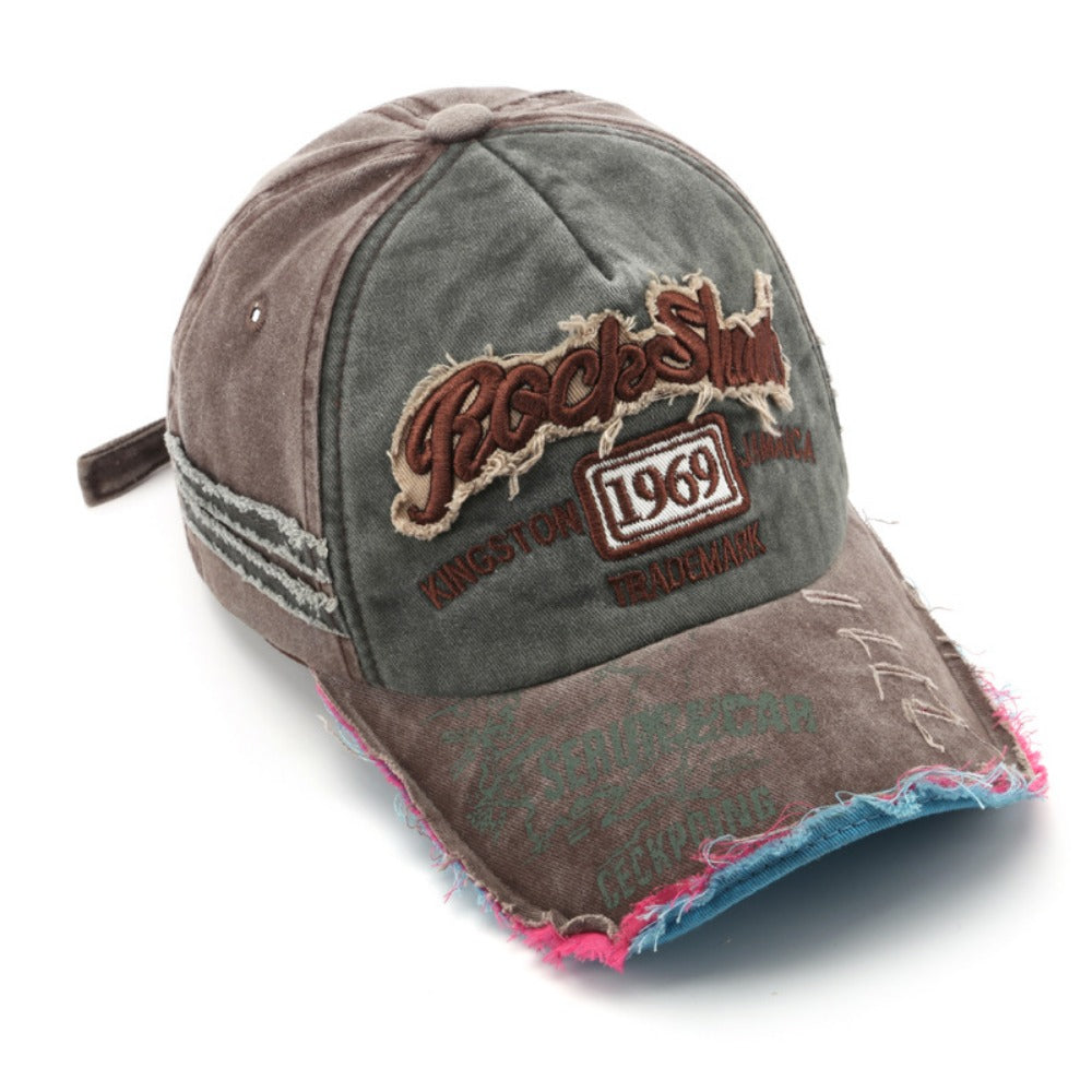 Wholesale 1969 Vintage Washed Old Letter Embroidered Hole Baseball Cap