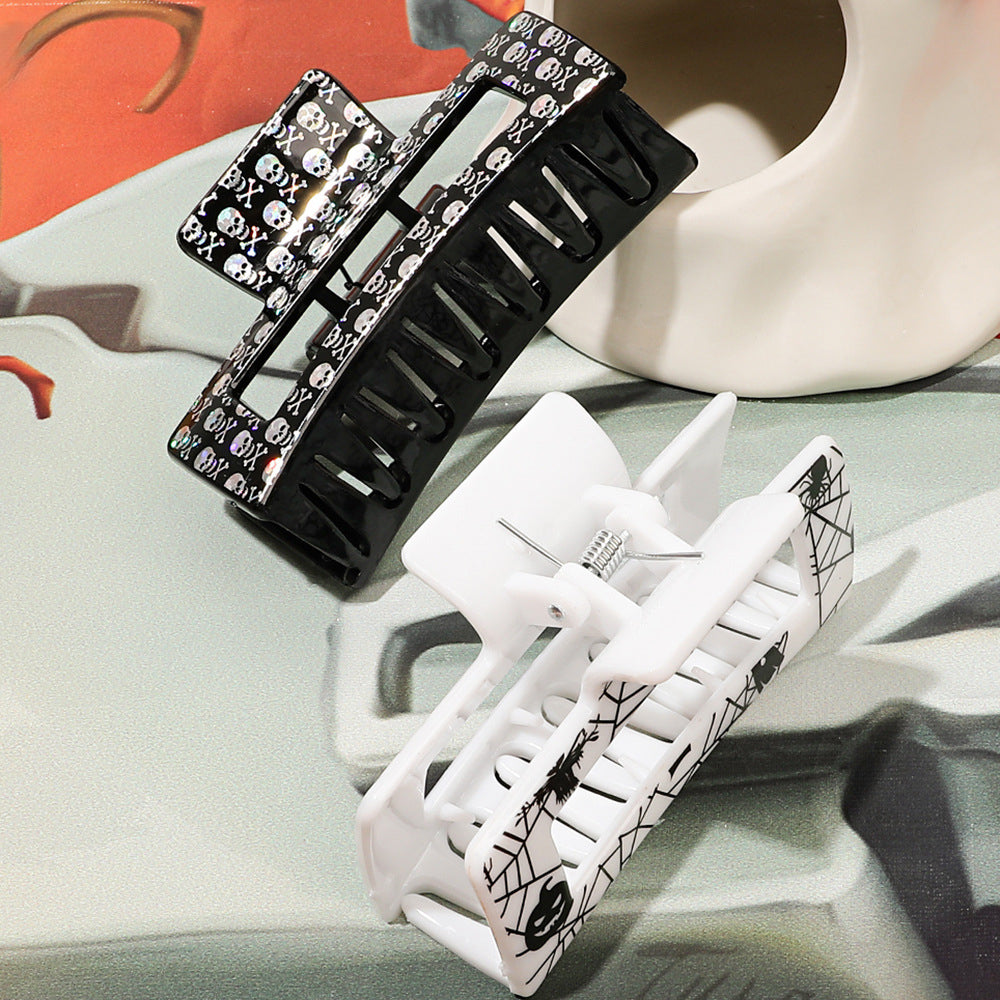 Wholesale Halloween Printed Skeleton Ghost Plastic Hair Clips