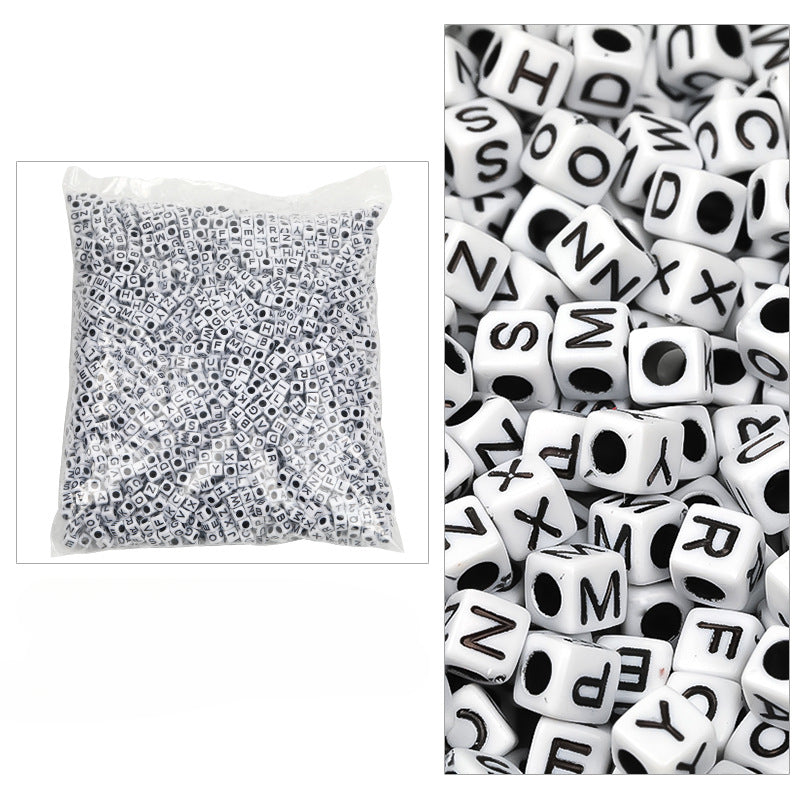 Wholesale 6mm 3100PCS/PACK Acrylic Letter Colored Square Loose Beads
